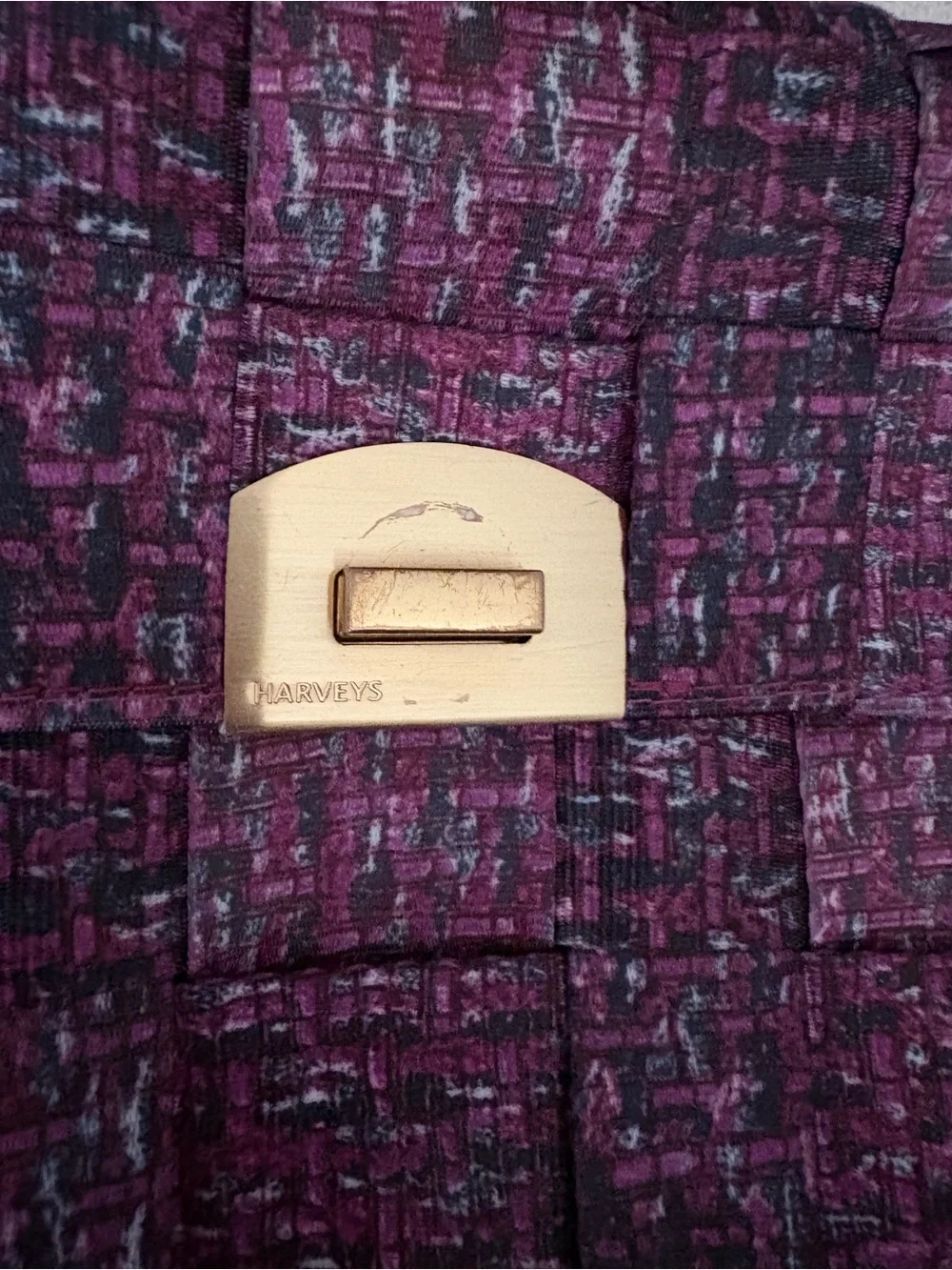 Plum Quilted Tweed Crossbody Bag with Gold-Tone Chain Strap